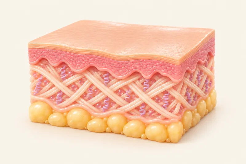 Collagen-rich skin: Dense, supportive collagen, plump skin with a healthy glow