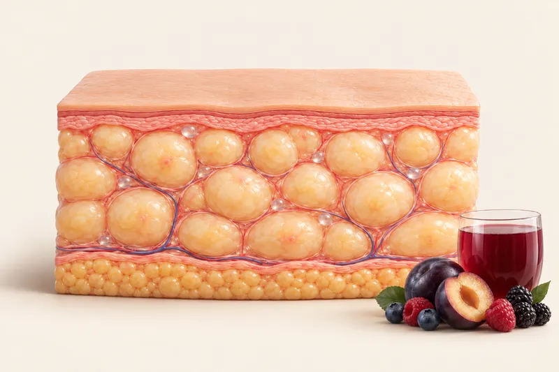 Light, drained tissue: Fluid flowing out freely, smooth and light tissue