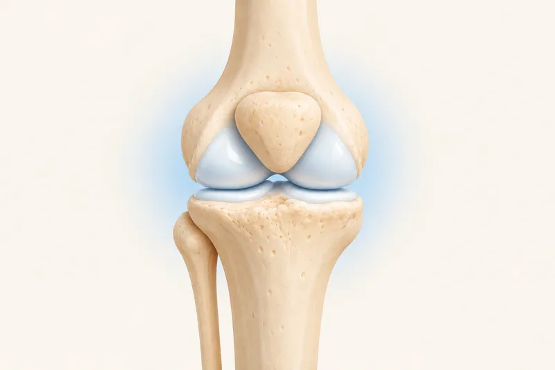 Fully supported joint: Thick, smooth cartilage, cushioned joint space, easy movement