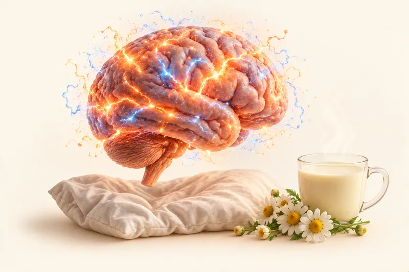 A mind still at work: Tangled bright sparks crackling with tension, unable to stop